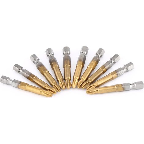 Jeu de 10 embouts de tournevis cruciformes PH2 antidérapants, tige hexagonale 1/4 pouce, 50 mm (1/5)