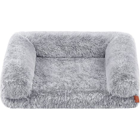 Panier pour chien canapé pour chiot taille XXL 76 x 58 x 23 cm pour chiens de grande taille en mousse alvéolée avec housse amovible lavable gris (1/5)