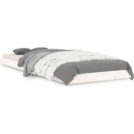 Maison Exclusive - Cadre de lit sans matelas blanc 75x190 cm bois de pin massif (1/5)