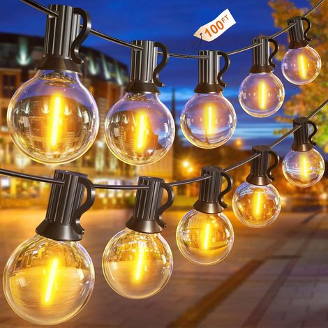 Guinguette Guirlande Lumineuse Extérieures 30M, LED Guirlande Lumière Exterieur avec 52 Ampoules en Plastique en Plein Air, Étanche Guirlande Guinguette pour Jardin,Cour,Bistro (1/5)