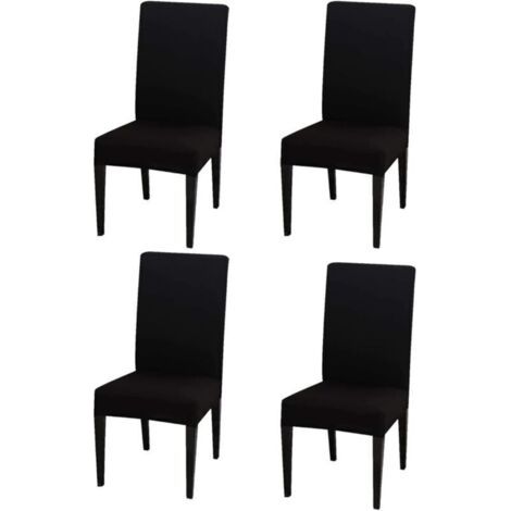 Ensemble de chaises noires 4 pièces, housse de chaise à dossier haut 383847cm, moderne, élastique et lavable, convient pour la salle à manger et la cuisine (1/5)