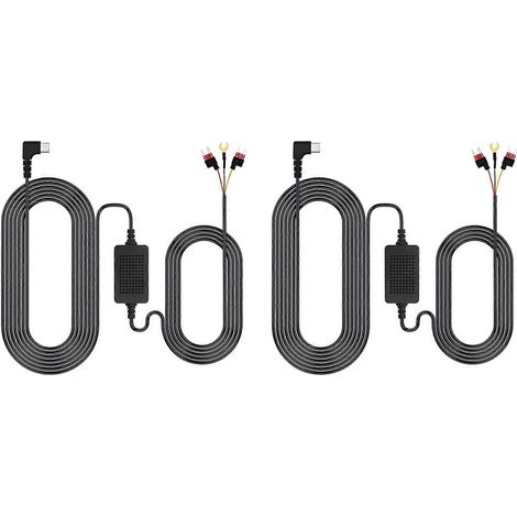 2 cables universales de 3,5 m para cámara de salpicadero de coche, de 12/24 V a 5 V 3 A, kit de cableado para grabadora de vídeo digital (DVR) de vehículos, cable tipo C (1/5)