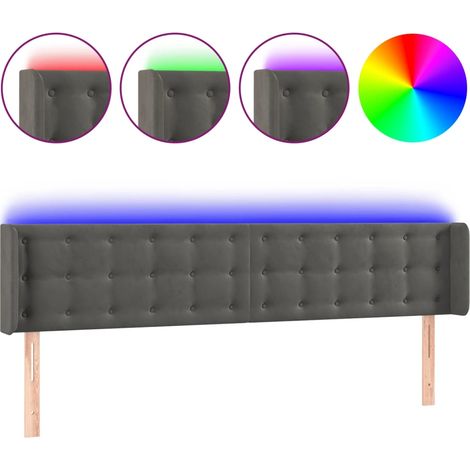 Maison Exclusive - Testiera a LED Grigio Scuro 163x16x78/88 cm in Velluto