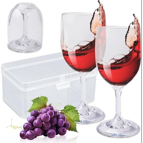 Plastic Wine Glasses to Take Out: Shatterproof Camping Folding with Box for Festivals, Picnics (1/5)