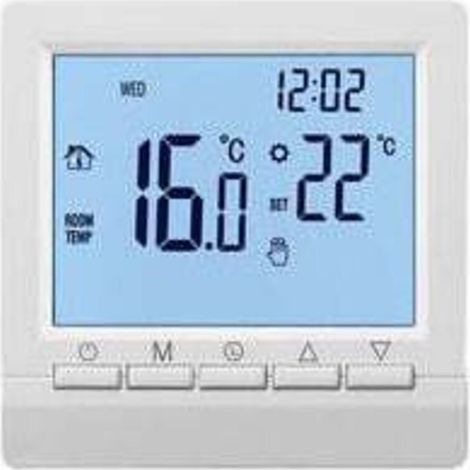 Thermostat mural intelligent avec écran LCD pour chauffage au sol Rétroéclairage blanc