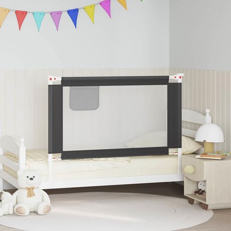 Barrière de lit pour enfant, gris foncé, 120 x 25 cm, en tissu