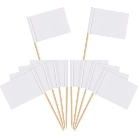 Blanko-Zahnstocherfähnchen, Käsemarkierungen, weiße Fähnchen, Beschriftungsmarkierung (100) (1/5)