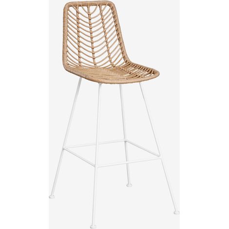 Tabouret de jardin haut en rotin synthétique Gouda Natural SKLUM NATUREL ↑75 cm         Blanc