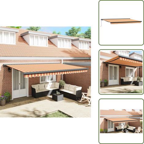 Markise Einziehbar Gelb und Weiß 4x3 m Stoff und Aluminium - Gartenmarkise - Terrassenmarkise - Sonnensegel - Gelbe Markise - Weiße Markise (1/5)