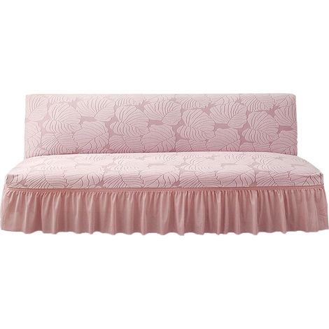 CCYKXA Dehnbarer Click-Clack-Sofabezug mit Rock – Rosa – Größe L – Weicher Spandex-Sofabezug für Sofas ohne Armlehnen, faltbar und waschbar (1/5)