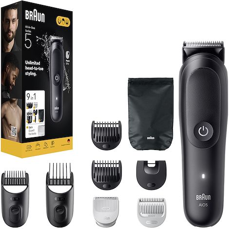 Braun AIO5540 Tagliacapelli Multigrooming Nero Ioni di Litio (1/5)