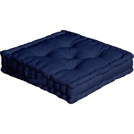 Coussin de Sol 50x50x10 cm SWIMCOOL 100% coton BLEU MARINE