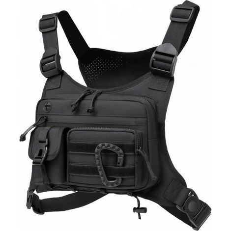 Nylon-Brusttasche mit Schnellverschluss und mehreren Taschen, verstellbar, praktische Weste, geeignet für Outdoor-Aktivitäten wie Wandern und Radfahren (1/4)