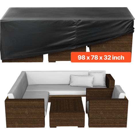 VEVOR Copertura Rettangolare per Mobili da Giardino da 249 x 198 x 81 cm Grande Copertura Impermeabile per Tavolo e Sedie da Pranzo da Esterno 420D, con Presa deAria per Tutte Stagioni, Nero