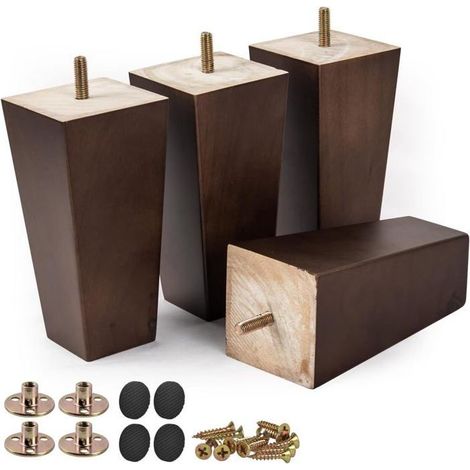 BelleRise - Pieds de meubles en bois massif de 13cm, lot de 4 pieds de remplacement pyramidaux en bois de milieu du siècle (1/5)