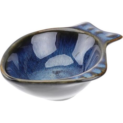 Plato de cerámica azul para salsas, 1 plato para hierbas, cuenco para salsas para aperitivos y comidas, vajilla práctica para vinagre y salsas. (1/5)