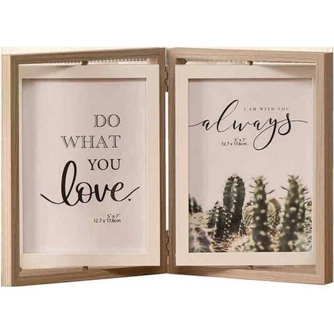 Cadre photo rotatif pliable double face en bois de 7 pouces cadre photo de table Label