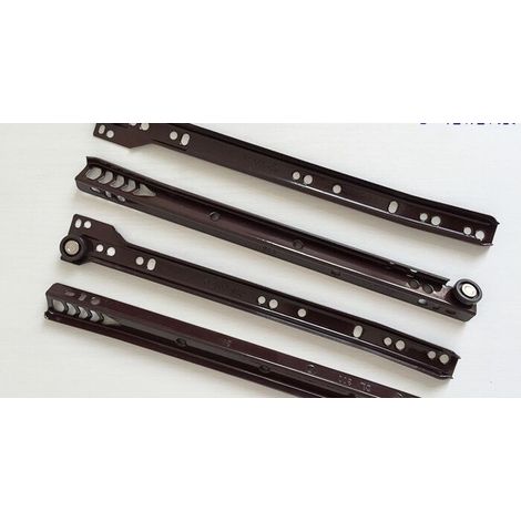 Coppia guide scorrevoli a rullo per cassetti marroni portata 25 kg dimensione disponibile: profondità 600 mm