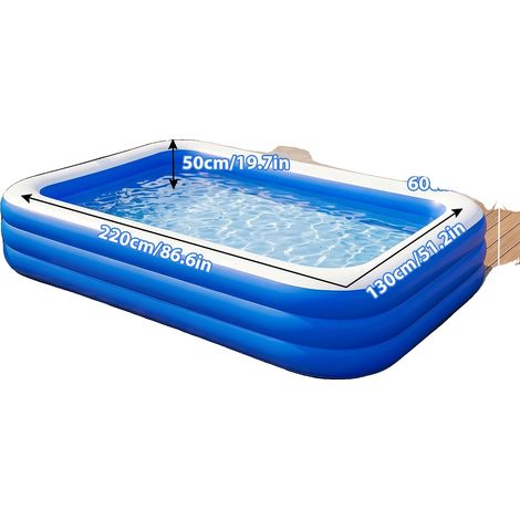 Piscine Gonflable, Taille Familiale, Construction en PVC Durable, 2.6m (1/2)