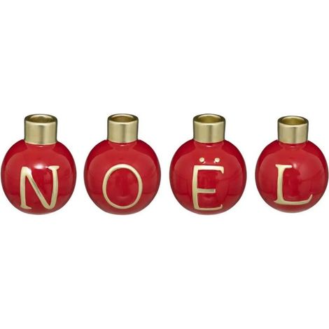 Paris Prix - Lot De 4 Photophores Boules soir De Noël 10cm Rouge (1/5)