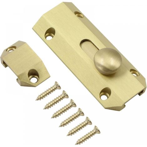 Lntyq Verrou de porte - 9,3 x 3,2 cm - En laiton - Doré Verrou de porte - En laiton