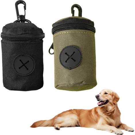 2 Pièces Distributeur de Sacs à Crotte pour Chien, Porte-Sac avec Mousqueton pour Laisse, Noir et Vert, Compatible avec la Plupart des Sacs à Crotte Standard (1/5)
