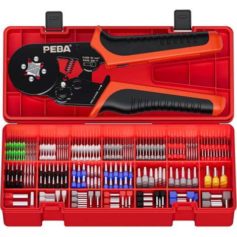 Kit d'outils de sertissage de virole, pince à sertir auto-réglable pour embouts 0,08-10,0 mm², avec 28 tailles de viroles Outil de sertissage de fils – Pince de connecteur électrique (1/5)