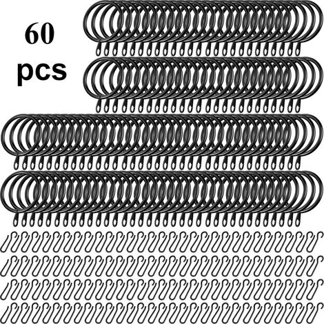 30 anneaux en acier inoxydable noir et 30 crochets en métal noir (de préférence) (1/5)