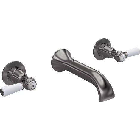Hudson Reed Topaz Lever Wall Mounted Bath Filler Tap - Brushed Pewter (1/2)
