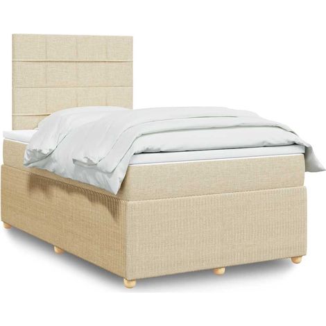 Boxspringbett mit Matratze Creme 120x190 cm Stoff
