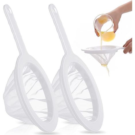 Passoire Fine en Nylon 200 Mesh, Lot de 2, Filtre Ultra Fin avec Manche pour Cuisine, Thé, Riz, Huile, Pâtes, Fruits, Légumes, Lait (1/4)