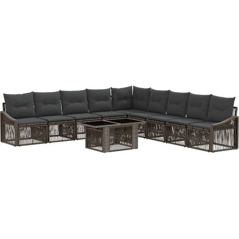 Conjunto de sofás de jardín 10 uds. Gris y Gris Oscuro vidaXL (1/5)
