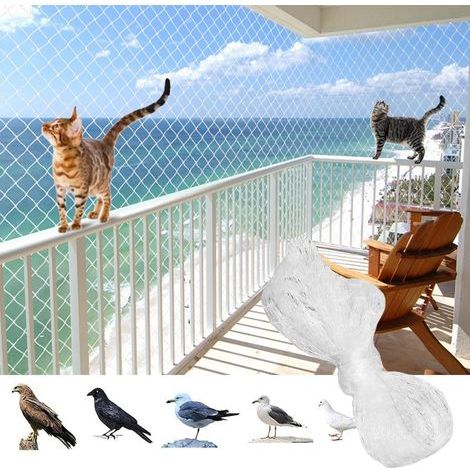 Filet Balcon Chat 8x3 m,Protection Anti-Chute pour Fenêtre,Porte,Escalier,Nylon Résistant,Idéal pour Appartement et Maison (1/5)
