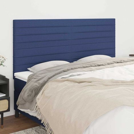 Tête de lit 160 x 5 x 118/128 cm en tissu bleu, hauteur réglable - PANGIVO (1/5)