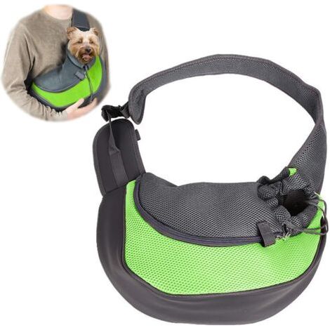 Écharpe pour chien, sac à bandoulière pour animal de compagnie, sac à bandoulière mains libres en maille respirante pour animal de compagnie petit chien chat (vert) (1/5)
