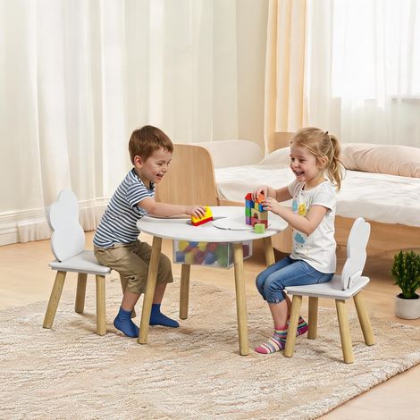 Ensemble table et chaises enfant coloris blanc 60 x 60 x 44 cm (1/5)