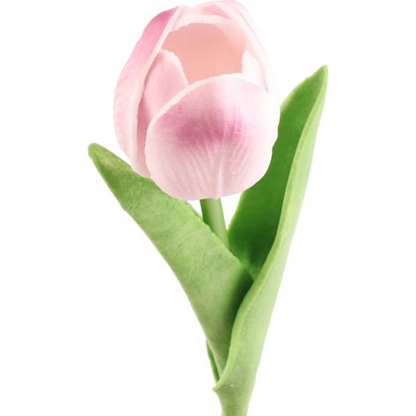 Miniramo de tulipanes artificiales hechos de flores de PU – tulipanes artificiales para decoración del hogar, bodas y eventos – blanco y morado (1/4)