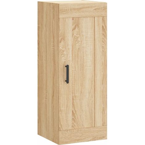 Elegante mobiletto a parete con vano contenitore 34,5 x 34 x 90 cm realizzato in legno composito di rovere Sonoma 020048953