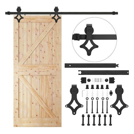 Sistema de puerta corredera de granero de 183 cm, guía para 100 kg, color negro. (1/5)