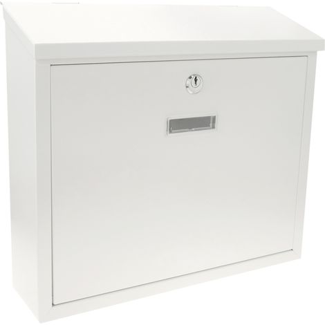 PrimeMatik - Boîte aux lettres métallique coloré blanc pour mur 350x90x320 mm (1/5)