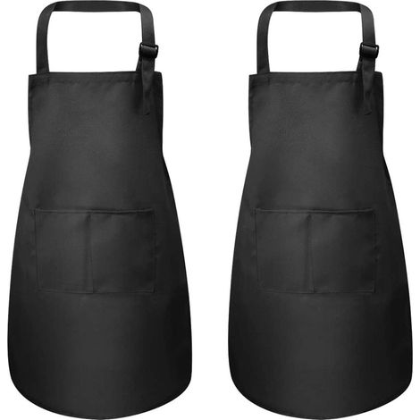 Tablier Enfant - Polyester 46x62 cm - Ajustable Cou et Taille - 2 Poches - Pour Cuisine Peinture Pâtisserie Loisirs Créatifs - 7 à 13 Ans - Lot de 2 (1/5)