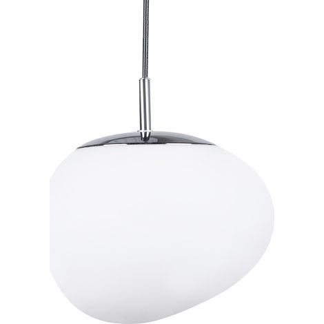 Lámpara de techo colgante de cristal blanco pantalla irregular moderna adición escandinava al dormitorio y sala de estar Liffel