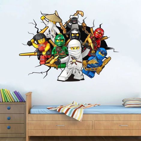 Sticker mural pour chambre d'enfant Motif Manga Art 3D Dessin animé Stickers muraux amovibles Décoration de fond de chambre (1/5)