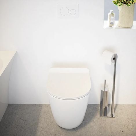 Toilette murale Tornado Silent Flush en céramique blanche brillante avec siège à fermeture douce Mod. Sydney (1/4)