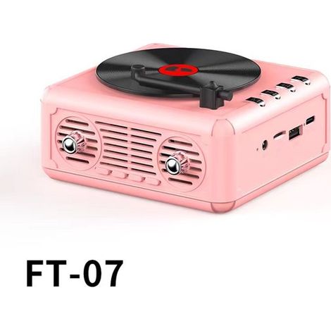 Reproductor de CD, altavoz portátil compatible con Bluetooth, tarjetas TF o unidades USB para reuniones al aire libre o viajes (rosa).