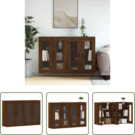 vidaXL Armoire de rangement - Armoires murales 2 pcs chêne marron bois d'ingénierie (1/5)