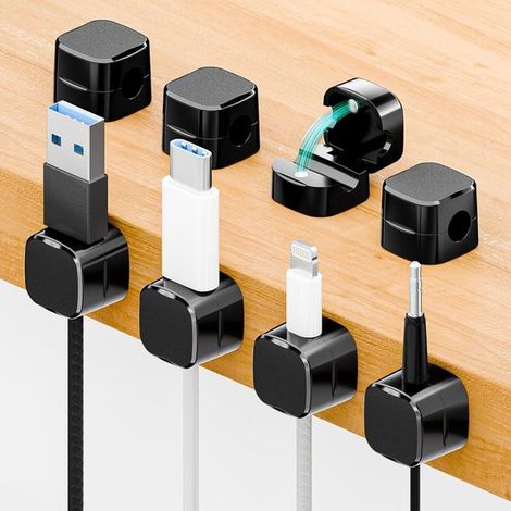 Clips autoadhesivos para cables - 8 unidades para organizar los cables en casa y en la oficina. (1/5)