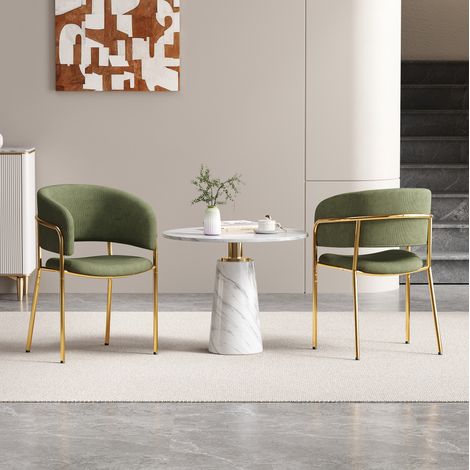 2 sillas de comedor 45,72 x 45,72 cm en verde de pana con patas regulables, diseño minimalista y estructura estable (1/5)