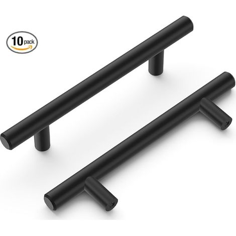 Packung mit 10 schwarzen 160-mm-Türgriffen aus Edelstahl für Möbel und Schränke inklusive Schrauben