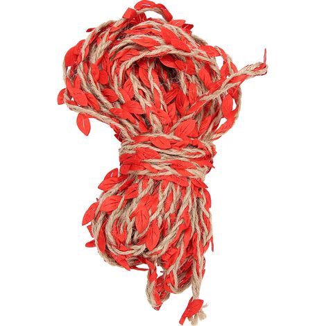 Guirlande tressée de 10 mètres en ruban de feuilles artificielles, corde de chanvre, accessoires de bricolage pour bouquets (rouge) (1/5)